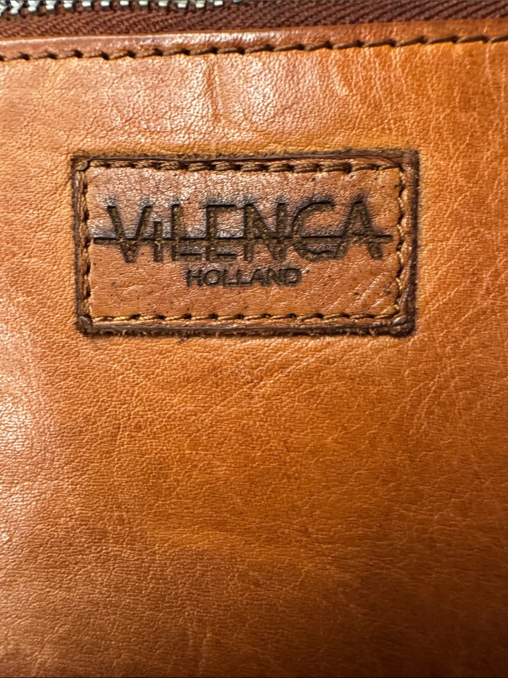 Handwoven Leather Clutch Wristlet in Cognac - Picture 7 of 7